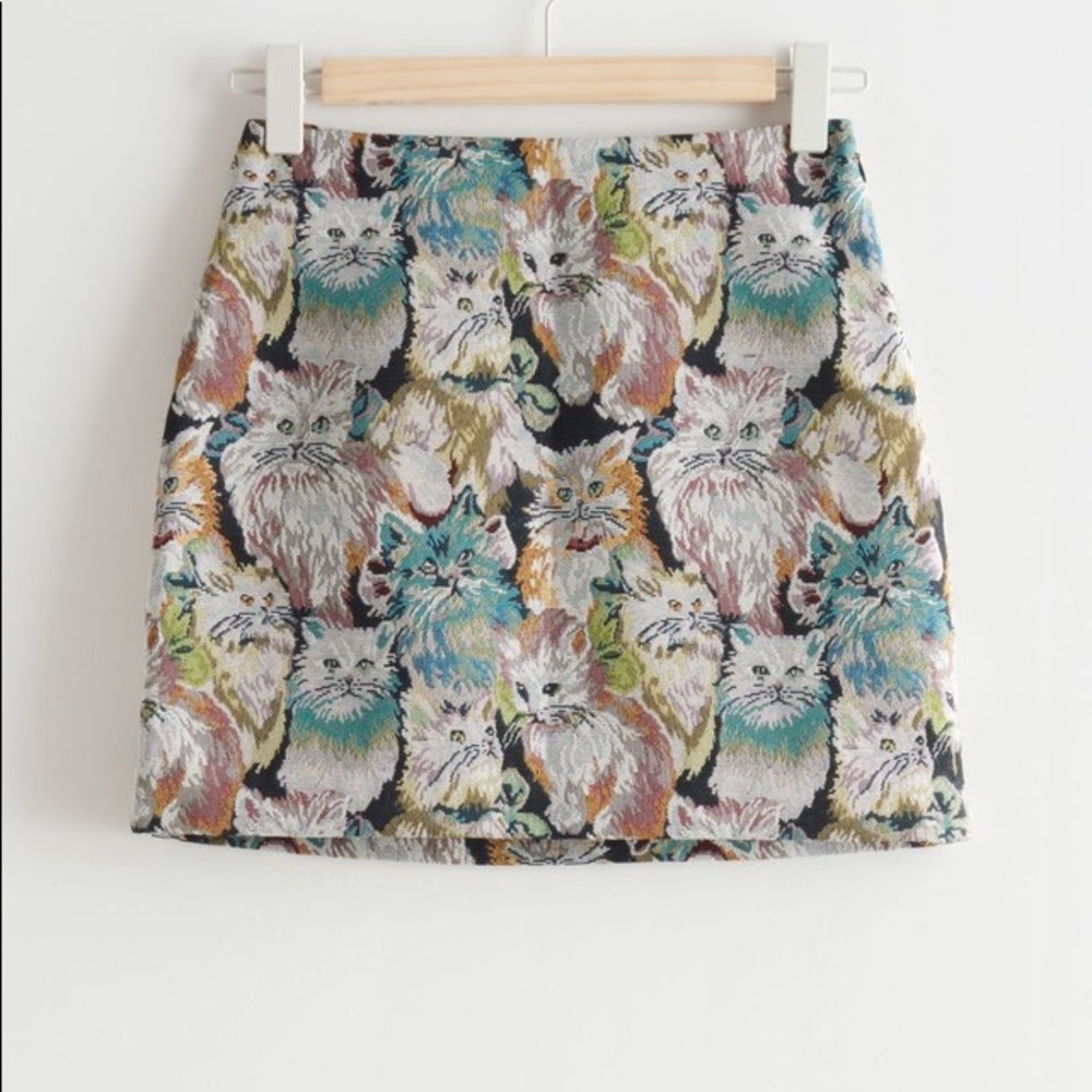 & Other Stories Cat Motif Mini Skirt 0